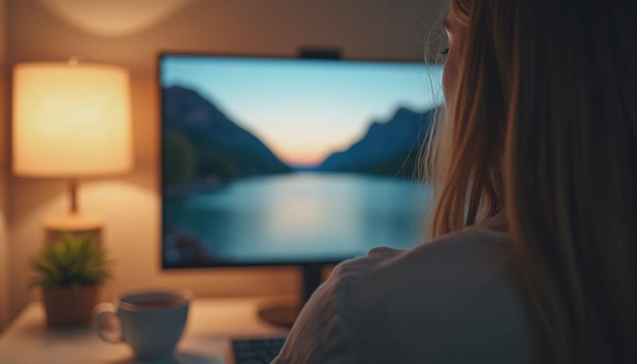 A person's hands holding a controller with a calm nature game on screen